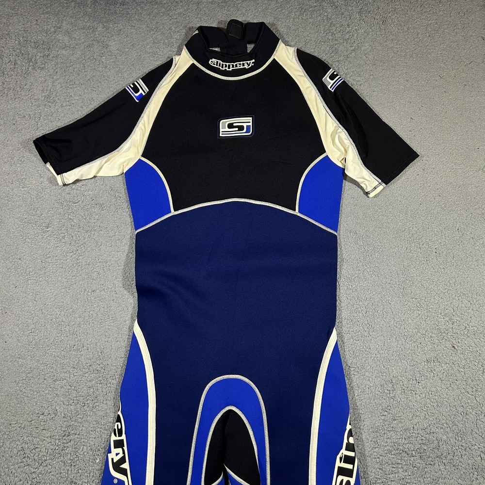 Slippery Mens Wetsuit Large Tall Short-sleeve and Long-leg Black, Blue